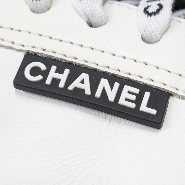 CHANEL 美品 シャネル レザー スニーカー シューズ 靴 ローカット ココ 