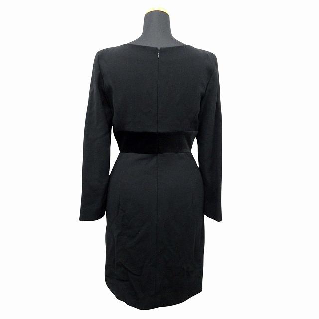 FOXEY フォクシー ベロアリボン ワンピース ウール 肩パッド バック  