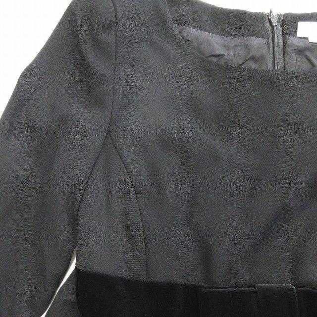 FOXEY フォクシー ベロアリボン ワンピース ウール 肩パッド バック  