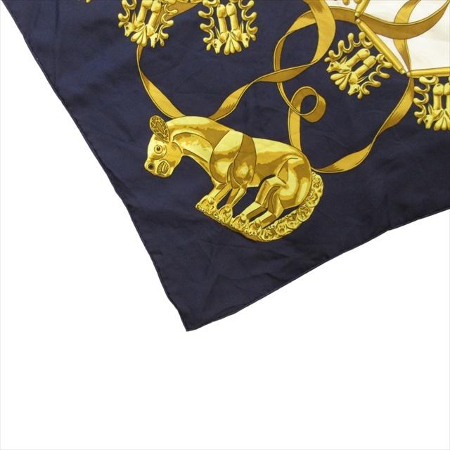 シルクスカーフ 馬と騎士のデザイン 約90cmエルメス