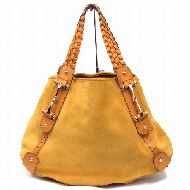 GUCCI 美品 グッチ スエード レザー トート ハンド バッグ ホース 
