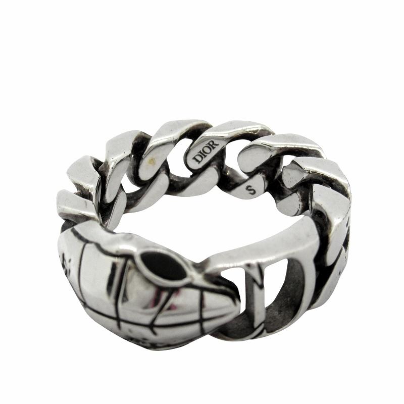 クリスチャンディオールCDロゴアイコンチェーンリング10号Sいぶし加工