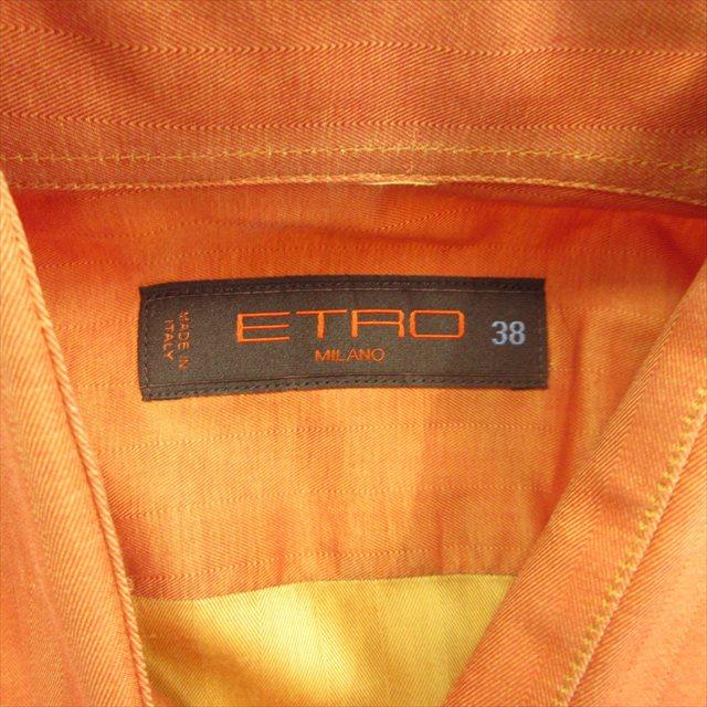 ETRO 美品 エトロ ロゴ 刺繍 ストライプ ドレス シャツ カットソー 38  