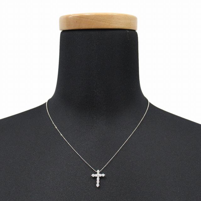 美品 Pt900/Pt850/0.5ct ダイヤモンド 10P クロス ネックレス 