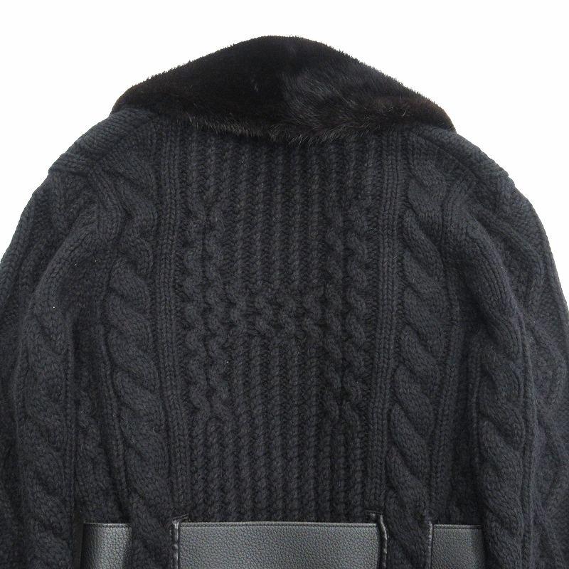 【中古】美品 エルメス HERMES カシミヤ アルパカ ベルト ニット ジャケット ブルゾン カーディガン ミンクファー▽12 HERMES（エルメス） 美品 カシミヤ アルパカ ベルト付 ニット