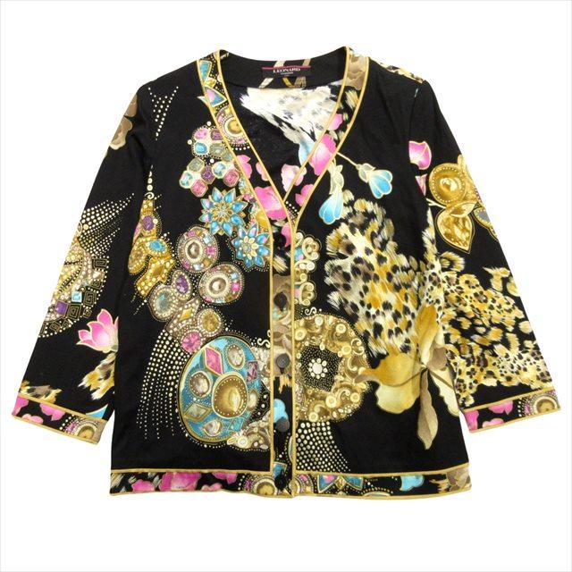 LEONARD ジュエリー柄総柄ジャケット ブラック L LEONARD ジュエリー柄総柄ジャケット ブラック L 【公式通販】