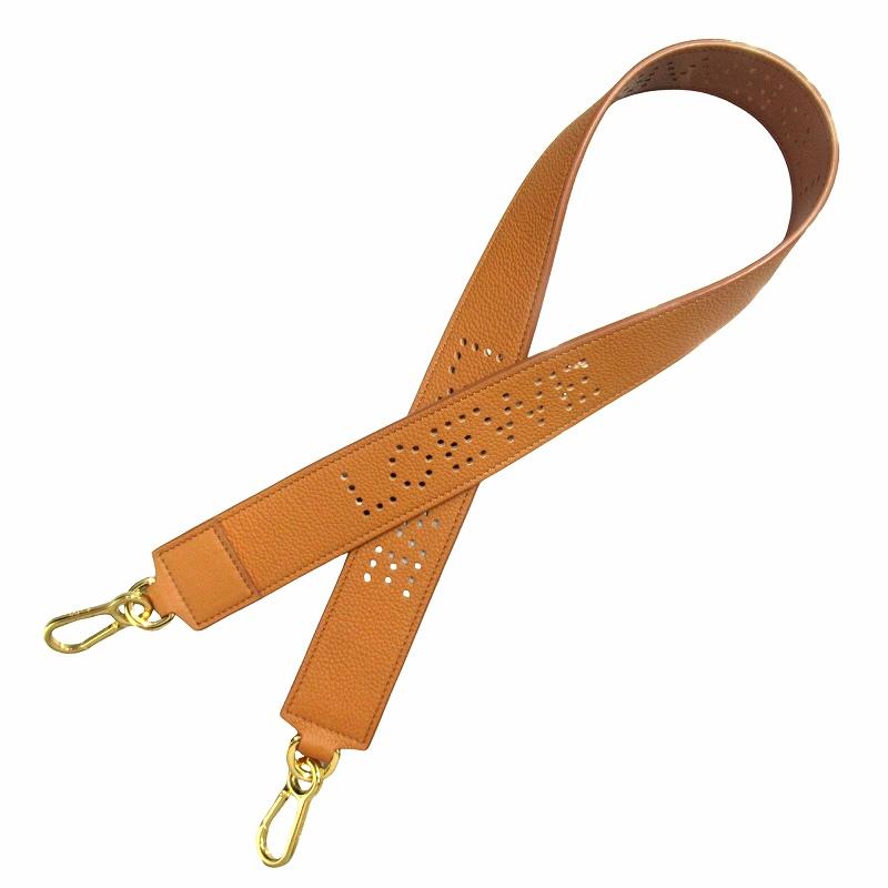 ロエベ LOEWE ショルダーストラップ　ロゴ　ブラウン　オレンジ　レザー LOEWE / レザーストラップ ロゴ オレンジ ショルダーストラップ 【公式