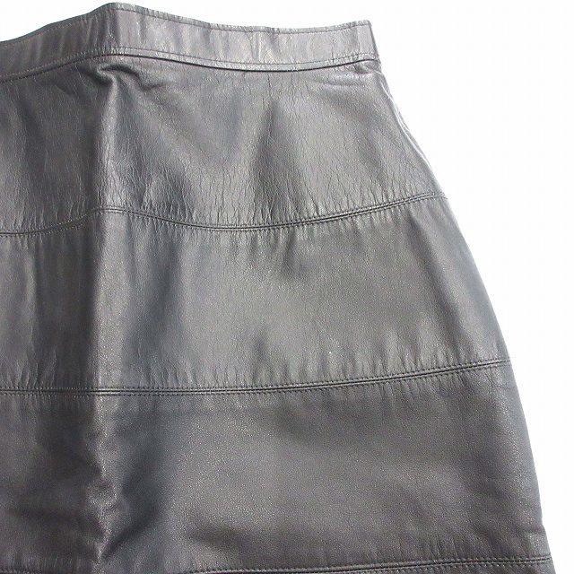 PURE DAU 牛革 レザー スカート タイト ひざ丈 バックジップ シーム