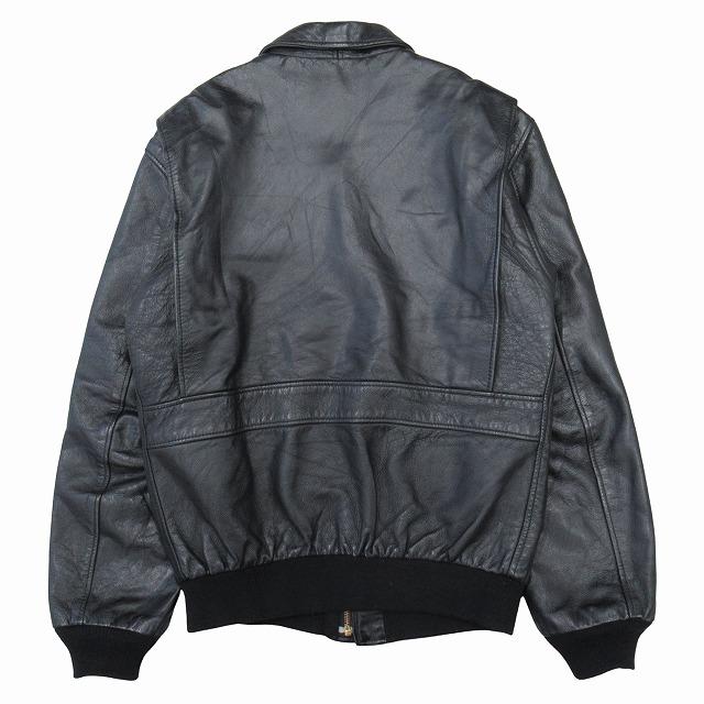 ユーロヴィンテージ A-2 レザー フライトジャケット ボアライナー XXL 黒 ユーロ】90s A-2 ブラックレザー フライトジャケット ボアライナー付き