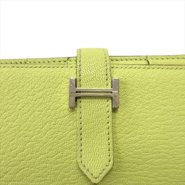 【中古】エルメス HERMES ベアン スフレ 二つ折り 長財布 シェーブル レザー ジョーヌブルジョン H金具 Z刻印 2021年 HERMES（エルメス） ベアン スフレ 二つ折り 長財布 シェーブル レザー