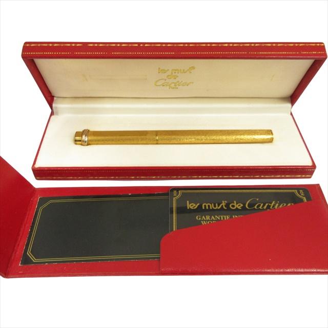 Must de cartierマストドゥカルティエ金色トリニティ黒ボールペン箱付