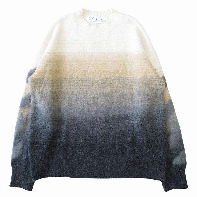 MサイズOff-White オフホワイト モヘアグラデーションニット 美品 オフホワイト OFF WHITE モヘヤ モヘア ニット セーター