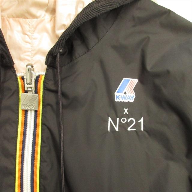 【春物 新入荷】☆N°21×K-WAY/ヌメロヴェントゥーノ☆リバーシブルパーカー/フード/ポケット/長袖 ブラック×ライトピンク レディース XS【中古】春秋 822052 N°21 - 【春物 新入荷】☆N°21×K-WAY/ヌメロヴェントゥーノ