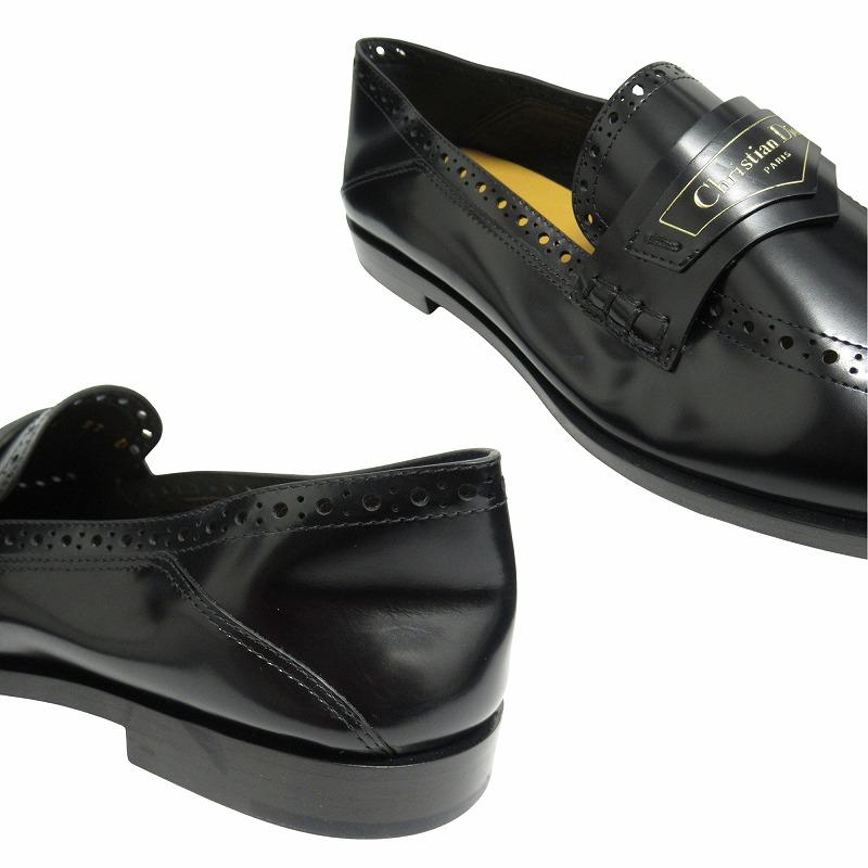 美品】Christian Dior ロゴプレート ローファー ブラック 38
