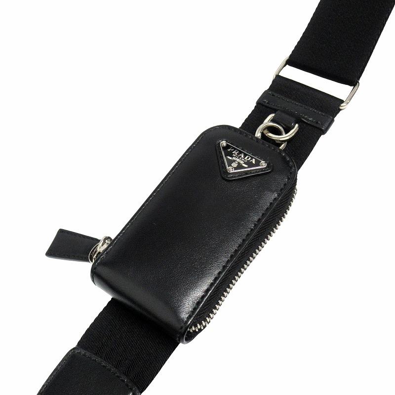 良品 プラダ レザー 三角プレートロゴ ショルダー バッグ ブラック. PRADA（プラダ） 良品 トライアングル レザー ショルダーバッグ