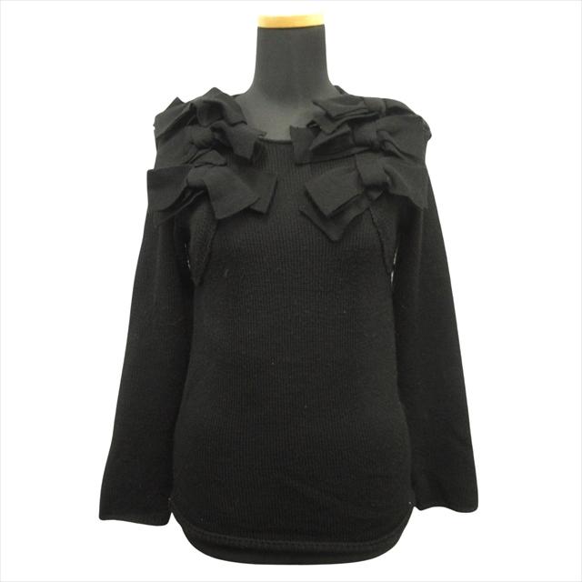 【中古】15aw コムデギャルソン COMME des GARCONS リボン ニット セーター クルーネック ウール アーカイブ XS 黒 15aw コムデギャルソン COMME des GARCONS リボン ニット セーター