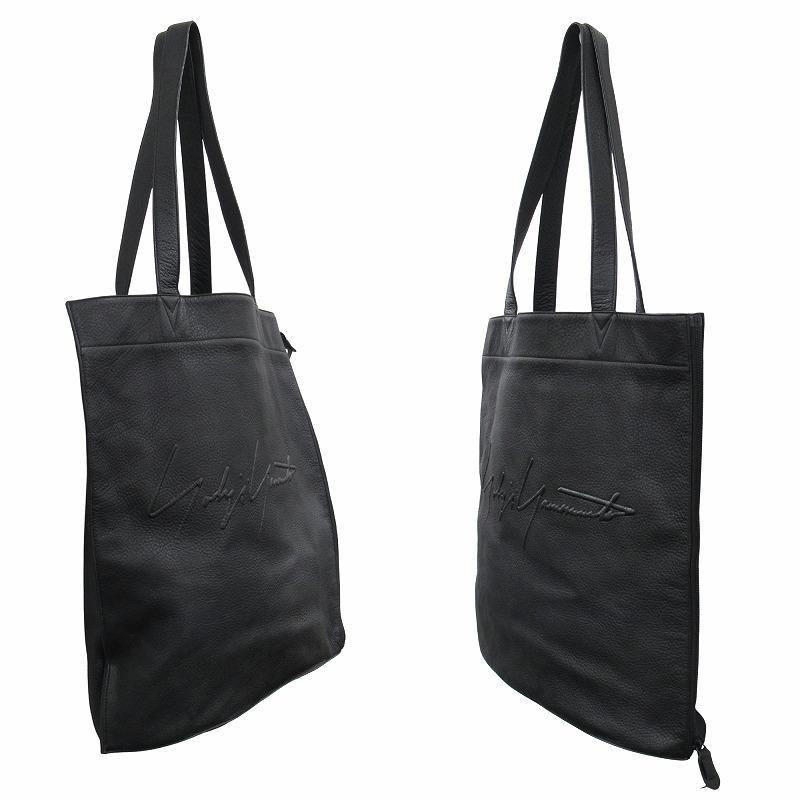 美品 19ss ヨウジヤマモトプールオム ロゴ エンボス レザー トート