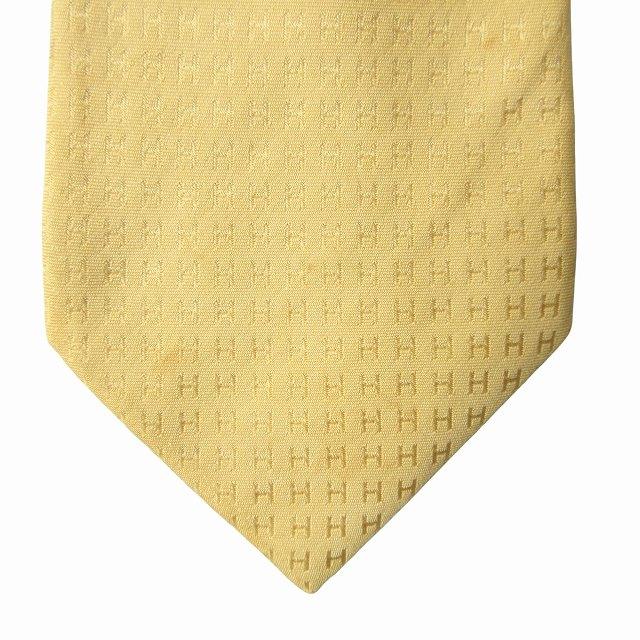 美品✨️エルメス ネクタイ ファソネ H柄 黄 イエロー シルク 箱付き HERMES（エルメス） 