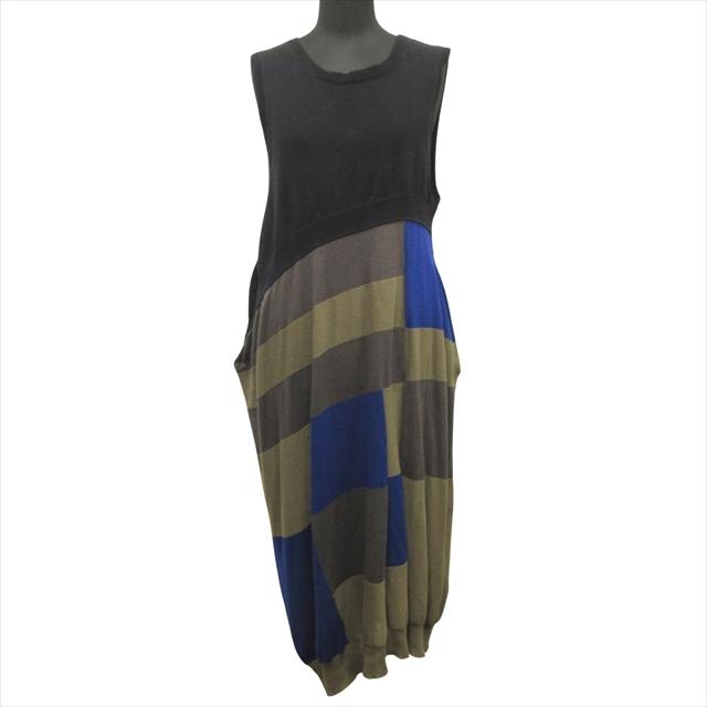 Y's（ワイズ） 18ss アシンメトリー パッチワーク ニット ワンピース