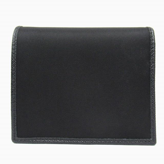 【美品】PRADA 二つ折り財布 レザー×ナイロン 三角ロゴ プレート ブラック PRADA 極美品 プラダ 財布 二つ折り ナイロン サフィアーノ