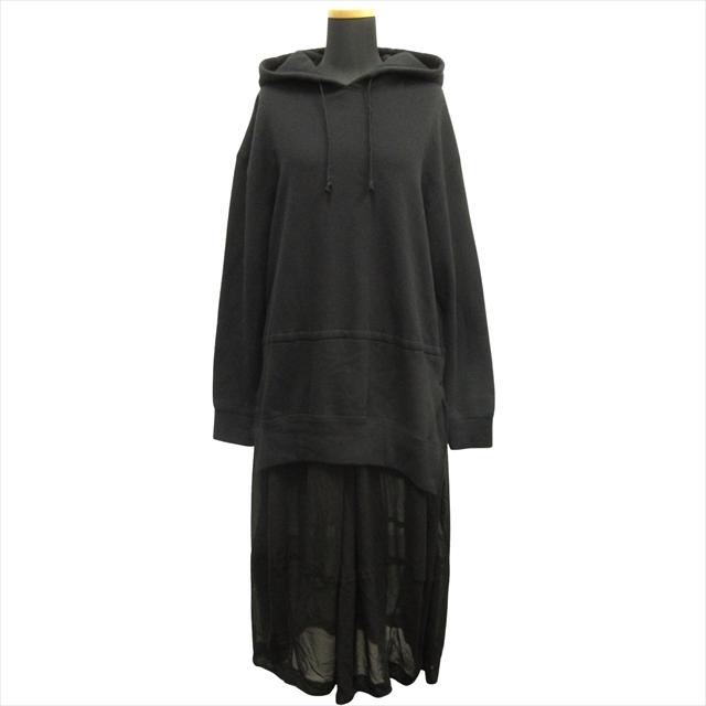 【中古】22ss ブラックコムデギャルソン BLACK COMME des GARCONS ドッキング ワンピース スウェット ロング パーカー 22ss ブラックコムデギャルソン BLACK COMME des GARCONS ドッキング