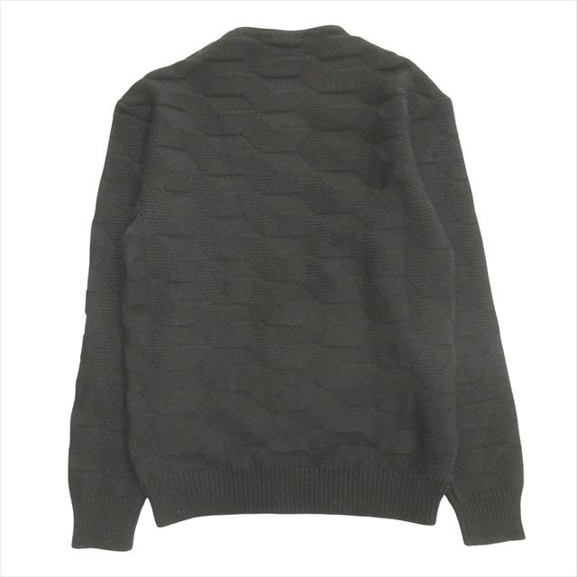 【中古】美品 ラフ バイ ラフシモンズ RAF BY RAF SIMONS Vネック ニット セーター 幾何学 模様編み ウール 総柄 M 黒 美品 ラフ バイ ラフシモンズ RAF BY SIMONS Vネック ニット セーター
