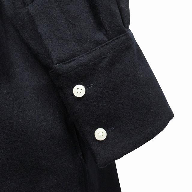 5361【美品】 マディソンブルー　長袖シャツ　ウール ブラック　刺繍ロゴ 美品✨マディソンブルー ハイカラーマダムウールシャツ B刺繍 ブラック