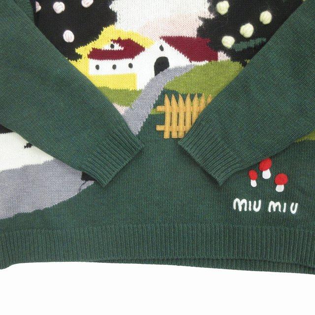 【中古】ミュウミュウ miumiu ランドスケープ インターシャ セーター ニット カットソー 長袖 MML393 サイズ40 miu miu（ミュウミュウ） ランドスケープ インターシャ セーター