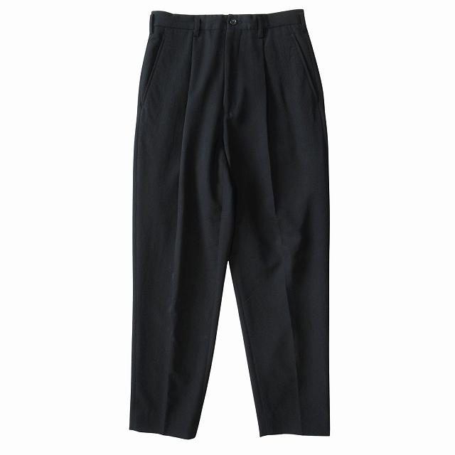 Y’s for menギャバブラックパンツ Y's for men 12 TACK WAIST PANTS / WRINKLE WOOL GABARDINE (BLACK)の