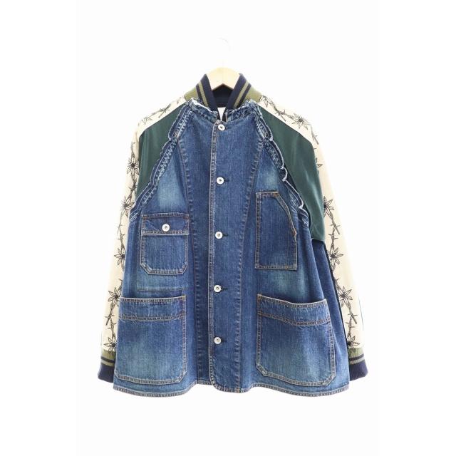 中古 サカイ 19 0015m Sacai Dr Woo ドクター 429 ドクター ウー タトゥー刺繍 デニム ドッキング 再構築 ジャケット スカジャン 19 0015m 1 インディゴ グリーン 106 034 ブランド古着販売のベクトル