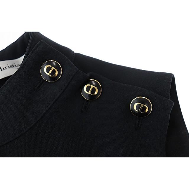 ディオール Dior 23SS ロゴ 肩ボタン ウール シルク ノースリーブ ワンピース 111R17A1166 36 黒 ブラック ブランド古着ベクトル 230330 :034-902303290007:ブランド古着販売のベクトル 通販 Christian Dior クリスチャン ディオール ウールノースリーブワンピース グレー系 36 レディース