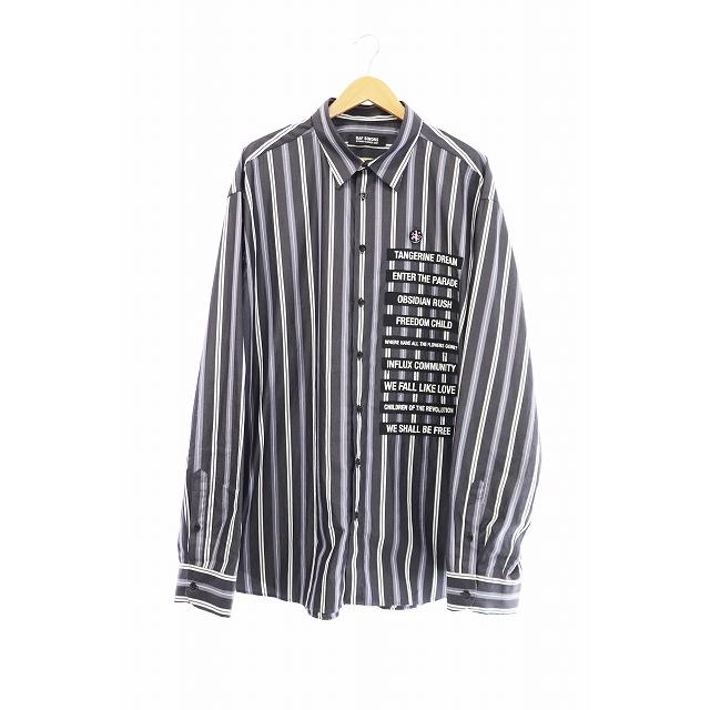 ラフシモンズ RAF SIMONS 21SS Stripe Oversize Shirt スローガン 