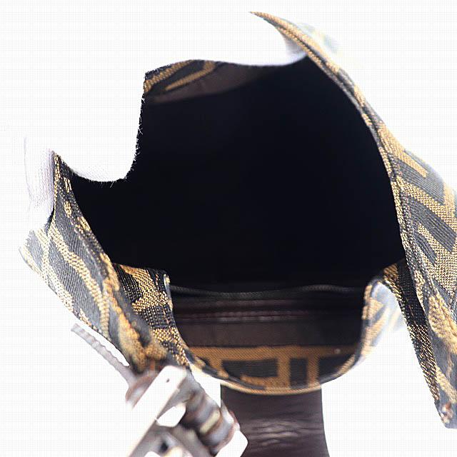 フェンディ FENDI ズッカ柄 バケツ型 レザー キャンバス ハンド バッグ 
