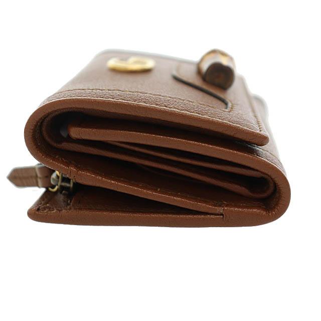 グッチ GUCCI バンブー ミディアム ウォレット レザー コンパクト 三 