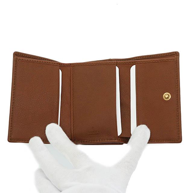 グッチ GUCCI バンブー ミディアム ウォレット レザー コンパクト 三 