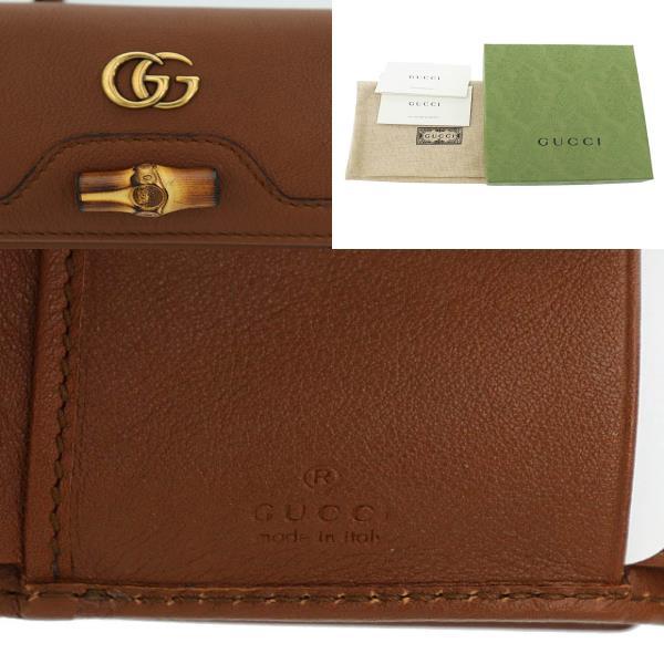 グッチ GUCCI バンブー ミディアム ウォレット レザー コンパクト 三 