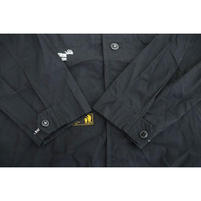 アベイシングエイプ A BATHING APE COLLARLESS MILITARY JACKET カラーレス ロゴ プリント ミリタリー ジャケット L 黒 ブラック ●240411｜vectorpremium｜05