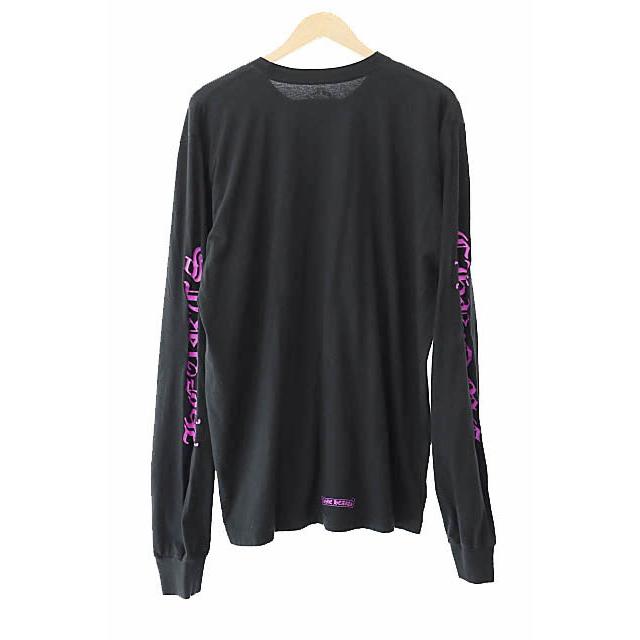 即完売品☆CHROME HEARTS ブラック× ネオンピンク ロンT Sサイズ CHROME HEARTS（クロムハーツ） CHROME HEARTS Old English Neck logo