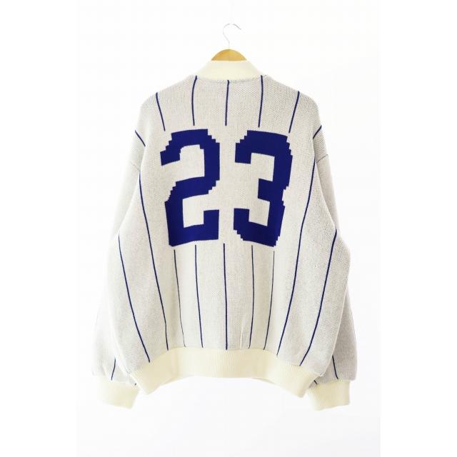 【中古】シュプリーム ピンストライプ バーシティー ジップアップ セーター L 白 ホワイト ☆AA★ 250602 Supreme（シュプリーム） SUPREME 23SS Pinstripe Varsity Zip Up