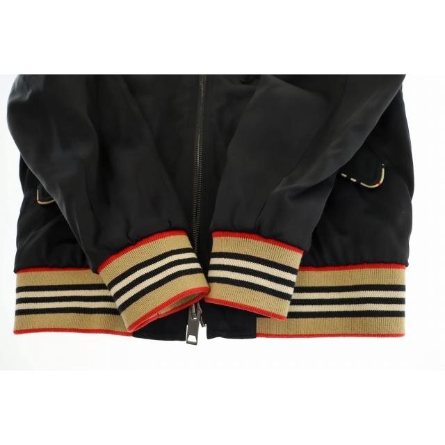 【中古】バーバリー BURBERRY HARLINGTON アイコンストライプ ブルゾン ジャケット 8009432 48 ブラック ☆AA★ 250626 BURBERRY（バーバリー） BURBERRY HARLINGTON アイコンストライプ