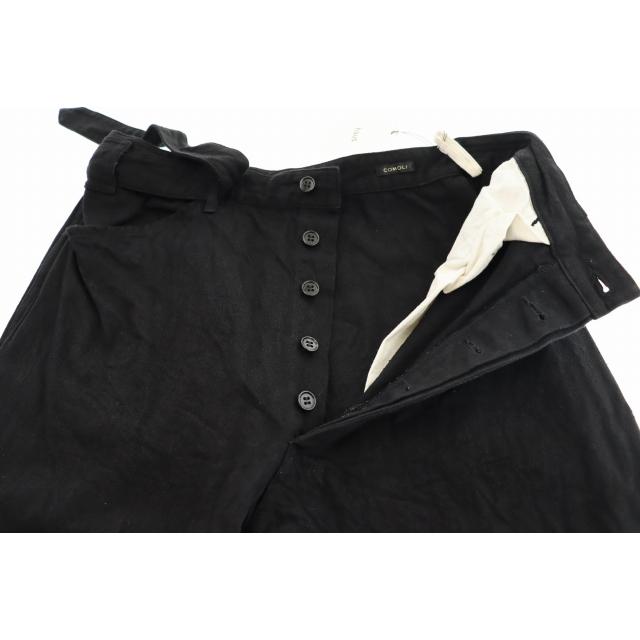 コモリ COMOLI 25SS デニム ベルテッドパンツ B01-03001 2 黒 ブラック