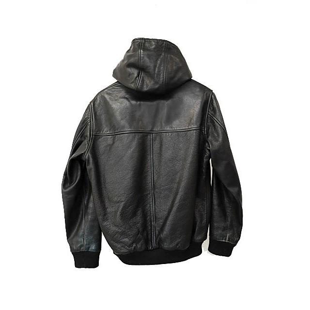 【美品】ディーゼル/フーデッドレザージャケット/レザーパーカー/ブラック/羊革 JEAN-LOUIS SCHERRER 本革 ラム羊革バルーンパーカー レディース