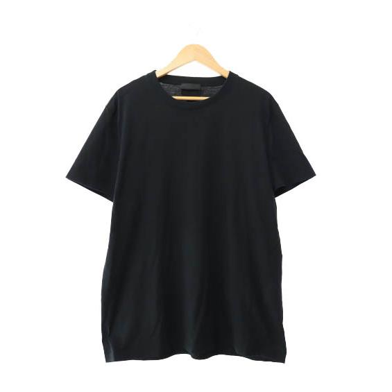 【中古】プラダ PRADA 2023年製 三角パッチ ロゴ クルーネック 半袖 Tシャツ UJM492 XXXL 黒 ブラック ☆AA★250821 PRADA（プラダ） PRADA 2023年製 三角パッチ ロゴ クルーネック 半袖 T