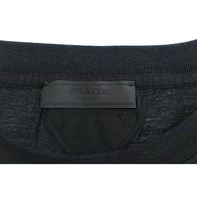 【中古】プラダ PRADA 2023年製 三角パッチ ロゴ クルーネック 半袖 Tシャツ UJM492 XXXL 黒 ブラック ☆AA★250821 PRADA（プラダ） PRADA 2023年製 三角パッチ ロゴ クルーネック 半袖 T