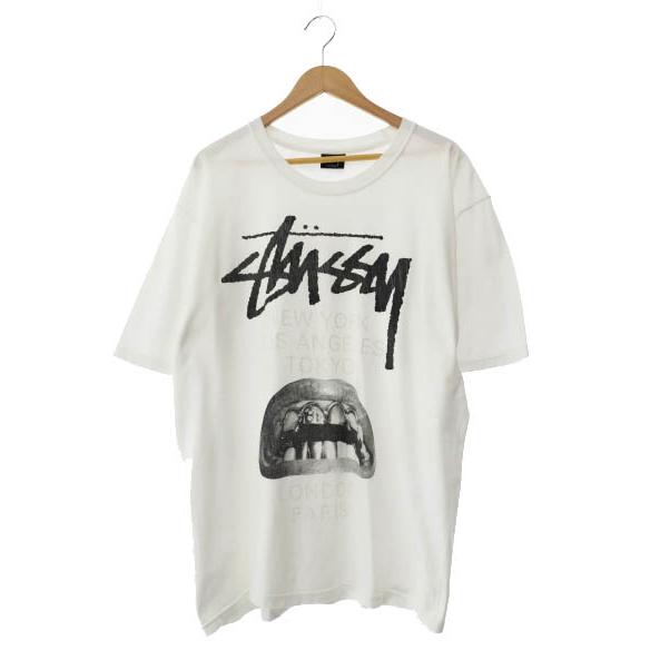 【中古】ステューシー STUSSY ×Rick Owens リックオウエンス 20AW World Tour Tee ロゴ 半袖Tシャツ L 白 251108 STUSSY（ステューシー） ×Rick Owens リックオウエンス 20AW World