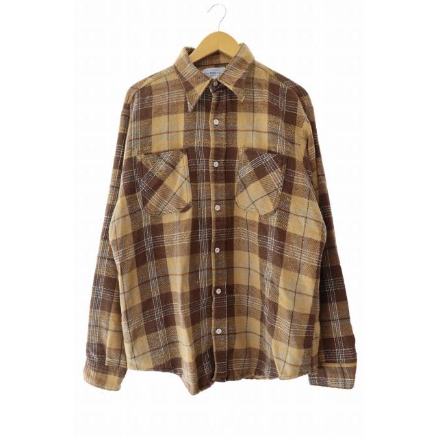 ビックマック BIGMAC 70s 単色タグ 長袖 ネル シャツ L 茶 ブラウン