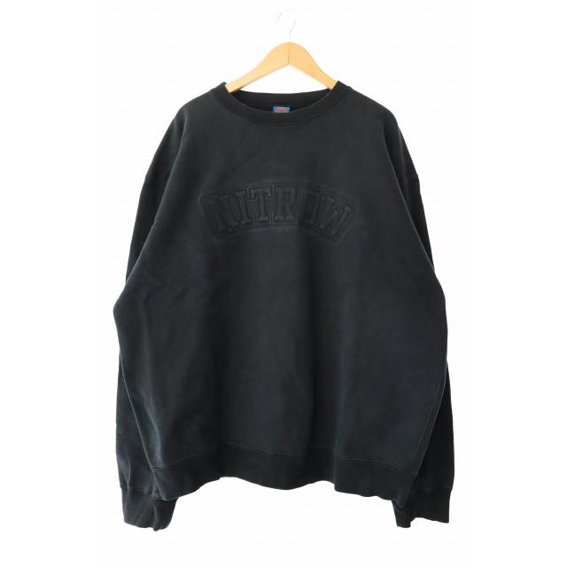 【中古】ナイトロウ NITROW エンボス加工 アーチロゴ クルーネック スウェット トレーナー 2XL 黒 ブラック●251127 ナイトロウ NITROW エンボス加工 アーチロゴ クルーネック スウェット