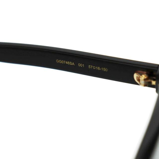 【中古】グッチ GUCCI ロゴ アジアンフィット スクエア サングラス GG0746SA-001 57□16-150 黒ブラック▲■251005 GUCCI（グッチ） ロゴ プレート シェリーライン アジアンフィット