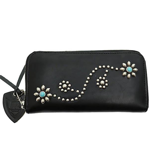 エイチティーシー HTC ZIPPER LARGE フラワー ターコイズ スタッズ