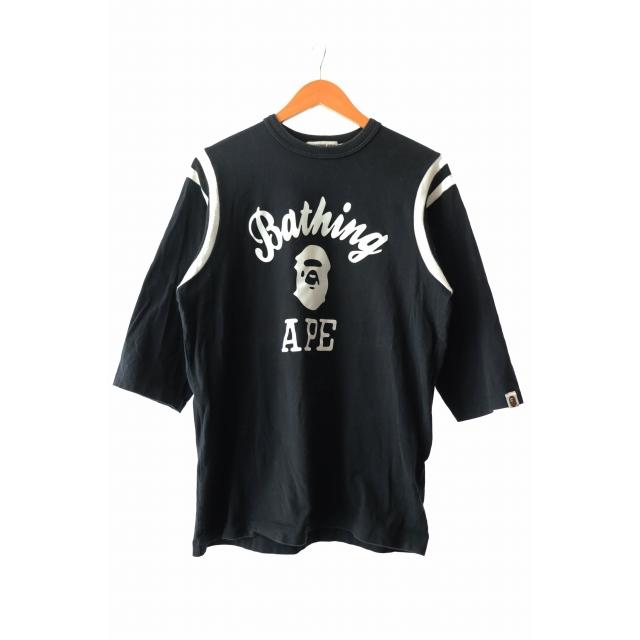 A BATHING APE（アベイシングエイプ） プリント 7分袖 Tシャツ M 黒 